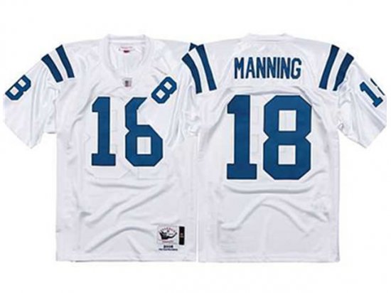 Indianapolis Colts #18 Peyton Manning Throwback White Jersey