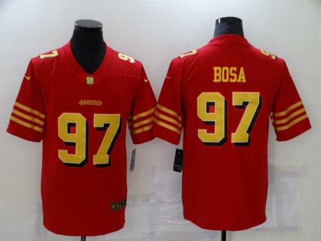 San Francisco 49ers #97 Nick Bosa Red Gold Vapor Limited Jersey - Click Image to Close