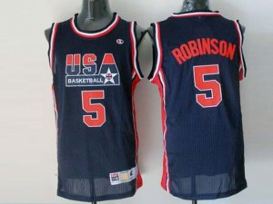 1992 Olympic Team USA #5 David Robinson Navy Jersey