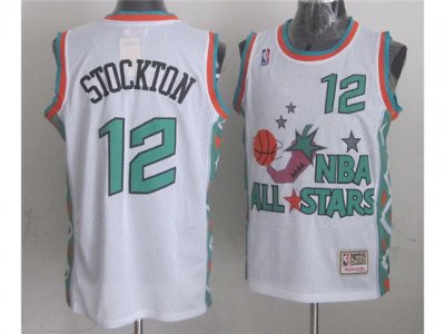 1996 NBA All-Star Game Western Conference #12 John Stockton White Hardwood Classic Jersey