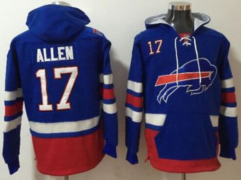 Buffalo Bills #17 Josh Allen Blue With Pocket Hoodie Jersey