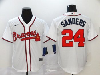 Atlanta Braves #24 Deion Sanders White Cool Base Jersey