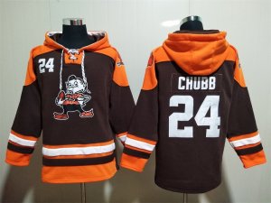 Cleveland Browns #24 Nick Chubb Brown Pullover Hoodie Jersey