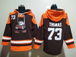 Cleveland Browns #73 Joe Thomas Brown Pullover Hoodie Jersey