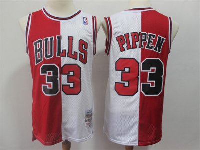 Chicago Bulls #33 Scottie Pippen 1997-98 Red White Split Hardwood Classics Jersey