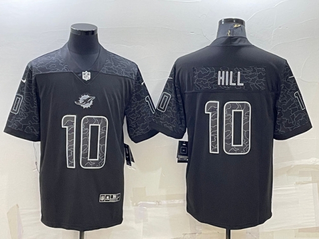 Miami Dolphins #10 Tyreek Hill Black RFLCTV Limited Jersey - Click Image to Close