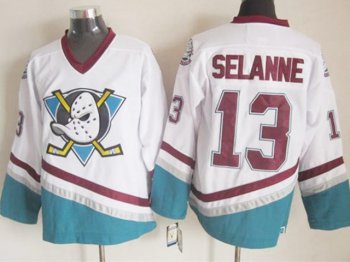 Anaheim Mighty Ducks #13 Teemu Selanne 2005 CCM Vintage White Jersey