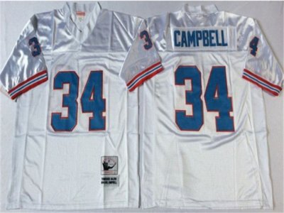 Houston oilers #34 Earl Campbell Throwback White Jersey