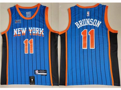 New York Knicks #11 Jalen Brunson 2023-24 Blue City Edition Swingman Jersey