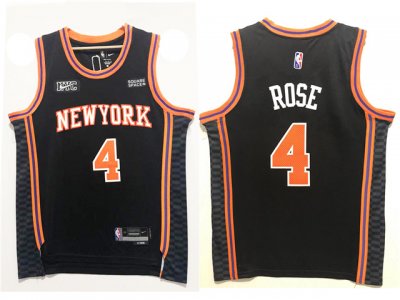 New York Knicks #4 Derrick Rose 2021-22 Black City Edition Swingman Jersey
