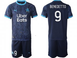 20/21 Club Olympique De Marseille #9 Benedetto Away Navy Soccer Jersey