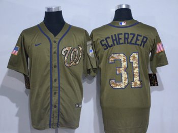 Washington Nationals #31 Max Scherzer 2020 Army Green Cool Base Jersey