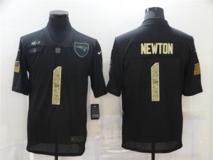 New England Patriots #1 Cam Newton 2020 Black Camo Salute To Service Limited Jersey