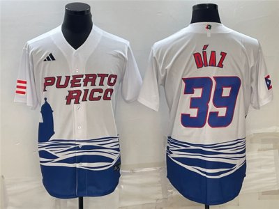 Puerto Rico #39 Edwin Díaz White 2023 World Baseball Classic Jersey