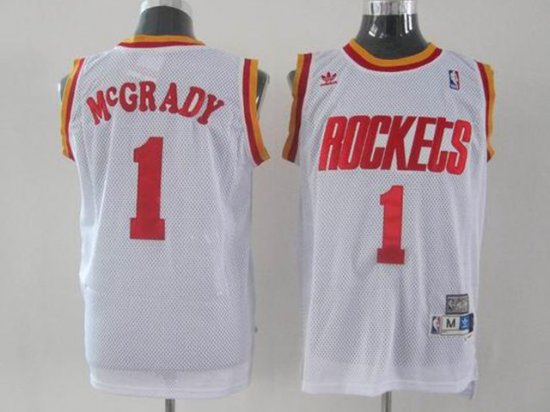 Houston Rockets #1 Tracy McGrady White Hardwood Classic Jersey