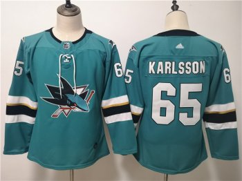 Women's Youth San Jose Sharks #65 Erik Karlsson Teal Jersey