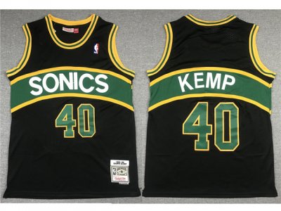 Seattle SuperSonics #40 Shawn Kemp 1994-95 Black Hardwood Classics Jersey