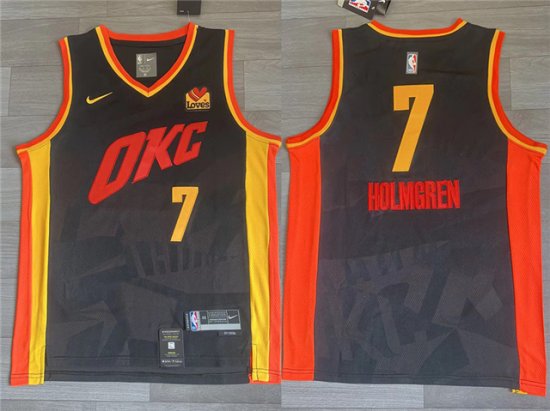 Oklahoma City Thunder #7 Chet Holmgren 2023-24 Black City Edition Swingman Jersey