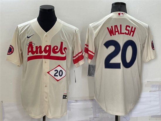 Los Angeles Angels #20 Jared Walsh Cream 2022 City Connect Cool Base Jersey