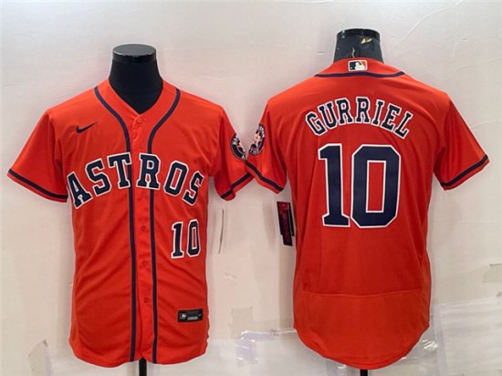 Houston Astros #10 Yuli Gurriel Orange Flex Base Jersey