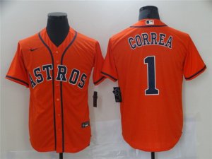 Houston Astros #1 Carlos Correa Orange Cool Base Jersey