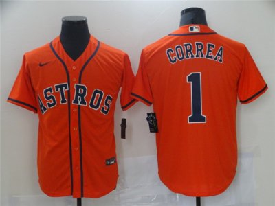 Houston Astros #1 Carlos Correa Orange Cool Base Jersey