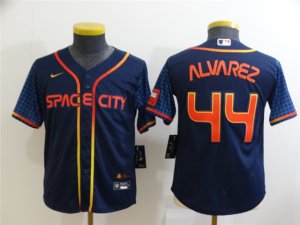 Youth Houston Astros #44 Yordan Alvarez 2022 Navy City Connect Cool Base Jersey