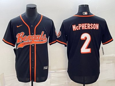 Cincinnati Bengals #2 Evan McPherson Black Baseball Cool Base Jersey