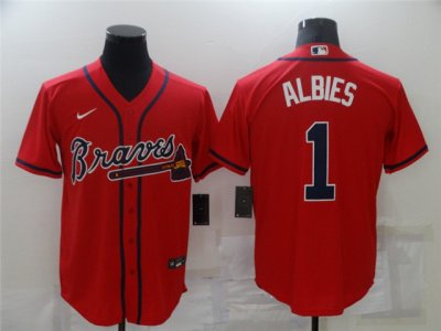 Atlanta Braves #1 Ozzie Albies Red Cool Base Jersey