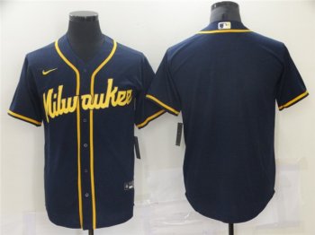 Milwaukee Brewers Blank Navy Cool Base Team Jersey