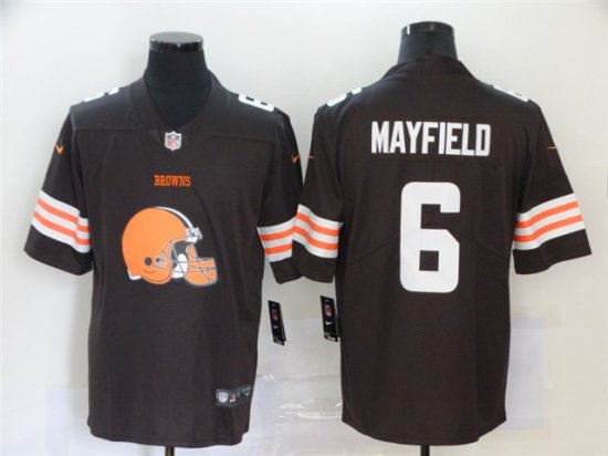 Cleveland Browns #6 Baker Mayfield Brown Team Big Logo Vapor Limited Jersey