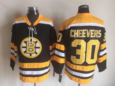 Boston Bruins #30 Gerry Cheevers Vintage CCM Black Jersey