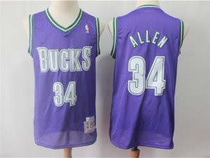 Milwaukee Bucks #34 Ray Allen Purple Hardwood Classics Jersey