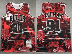 Chicago Bulls #91 Dennis Rodman Year Of the Rabbit Red Hardwood Classics Jersey