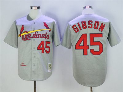 St. Louis Cardinals #45 Bob Gibson 1967 Throwback Gray Jersey