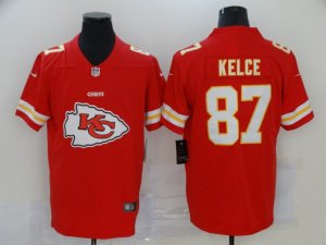 Kansas City Chiefs #87 Travis Kelce Red Team Big Logo Vapor Limited Jersey