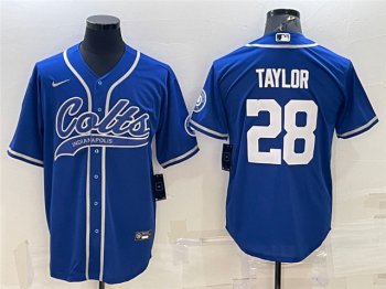 Indianapolis Colts #28 Jonathan Taylor Blue Baseball Cool Base Jersey