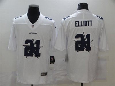 Dallas Cowboys #21 Ezekiel Elliott White Shadow Logo Limited Jersey