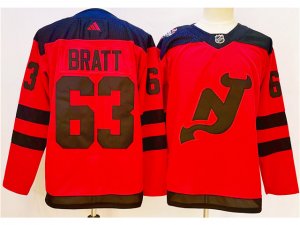 New Jersey Devils #63 Jesper Bratt 2024 Stadium Series Red Jersey