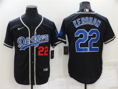 Los Angeles Dodgers #22 Clayton Kershaw Black Fashion Cool Base Jersey