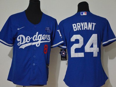 Women's Los Angeles Dodgers #8/24 Kobe Bryant Royal 2020 KB Cool Base Jersey