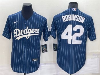 Los Angeles Dodgers #42 Jackie Robinson Blue Pinstripe Cool Base Jersey