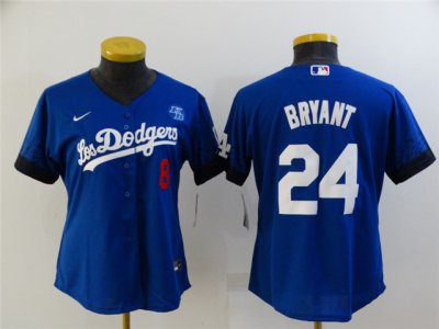 Women's Los Angeles Dodgers #8/24 Kobe Bryant Royal Blue 2021 City Connect Cool Base Jersey
