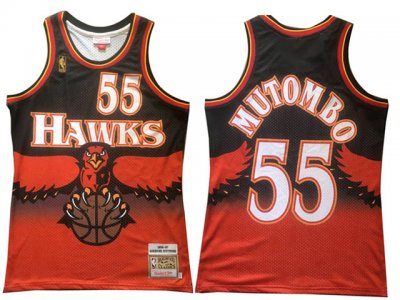 Atlanta Hawks #55 Dikembe Mutombo Red Hardwood Classics Jersey