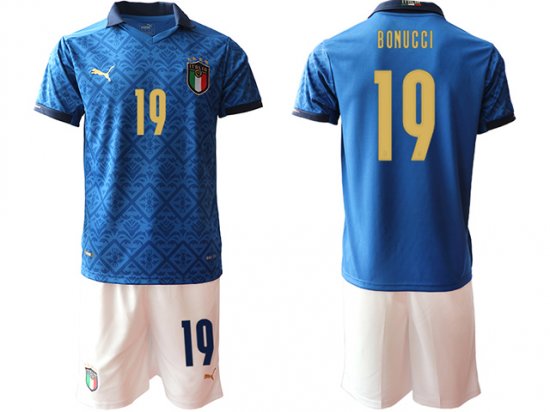 National Italy #19 Bonucci Home Blue 2020/21 Soccer Jersey
