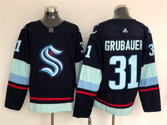 Seattle Kraken #31 Philipp Grubauer Navy Jersey