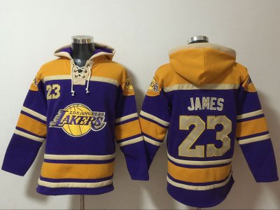 Los Angeles Lakers #23 Lebron James Purple&gold Team Logo Hoodie Jersey