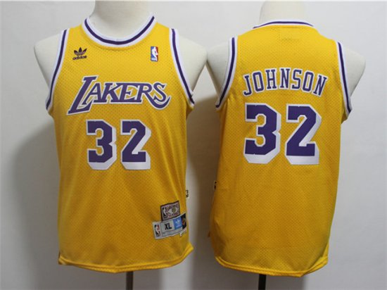 Youth Los Angeles Lakers #32 Magic Johnson Gold Hardwood Classic Jersey