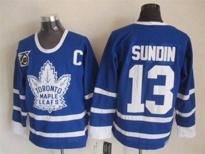 Toronto Maple Leafs #13 Mats Sundin 1991 CCM Vintage 75th Blue Jersey