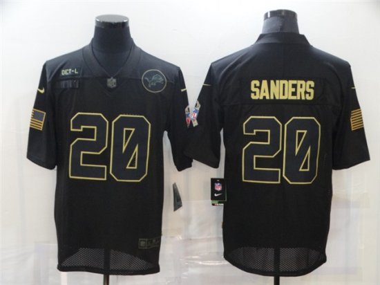 Detroit Lions #20 Barry Sanders 2020 Black Salute To Service Limited Jersey